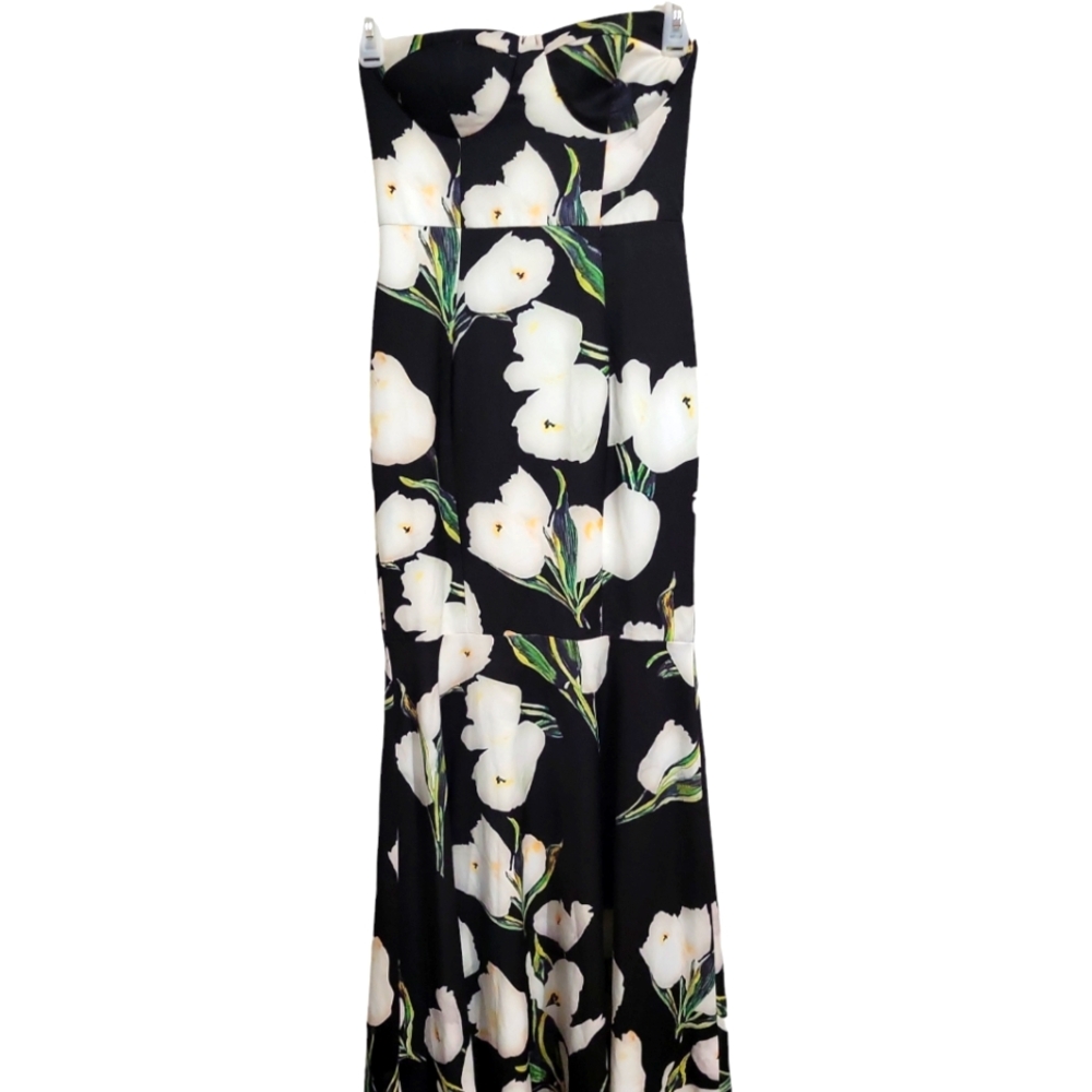 L'atiste By Amy Floral Maxi Mermaid Strapless Dress Size Medium